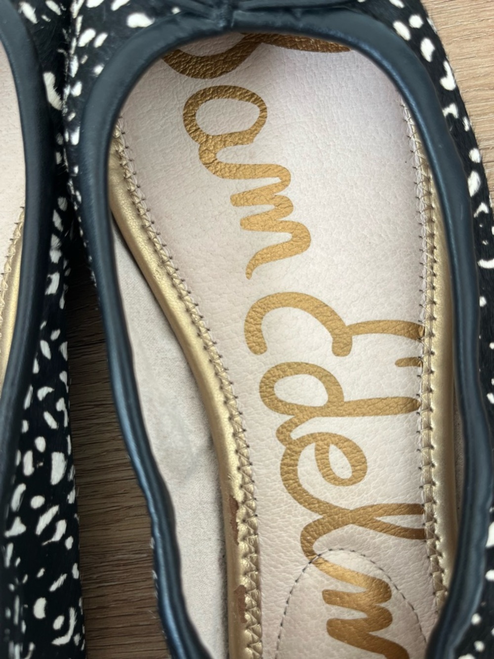 Sam Edelman Felicia Ballet Flats Black White Animal Print Calf Hair Leather, 7 - Picture 7 of 7